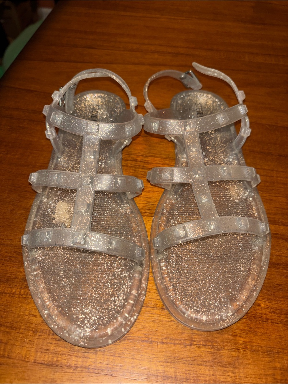 Steve Madden Silver Glitter Clear Strappy Sandals